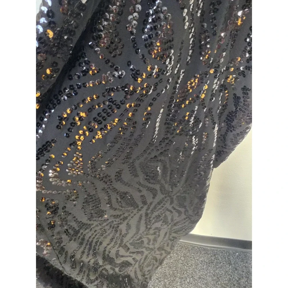 Dundas x Revolve Black Sequin Maxi Dress Size S Sleeveless Party Gown Formal